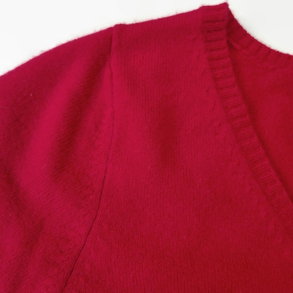 Garnet Hill Cashmere Red V-Neck Sweater - Picture 7 of 12